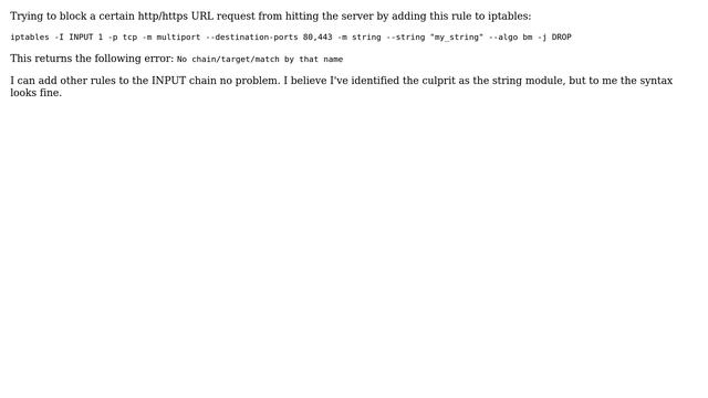 iptables error: "No chain/target/match by that name." смотреть онлайн