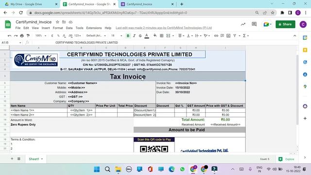 Auto Generated GST Invoice with Dynamic UPI QR Code through Google sheets | GWS | CertifyMind смотреть онлайн