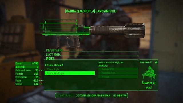 FALLOUT 4 - GUIDA AL CRAFTING (Personalizzazione ARMI, ARMATURE, CIBO)