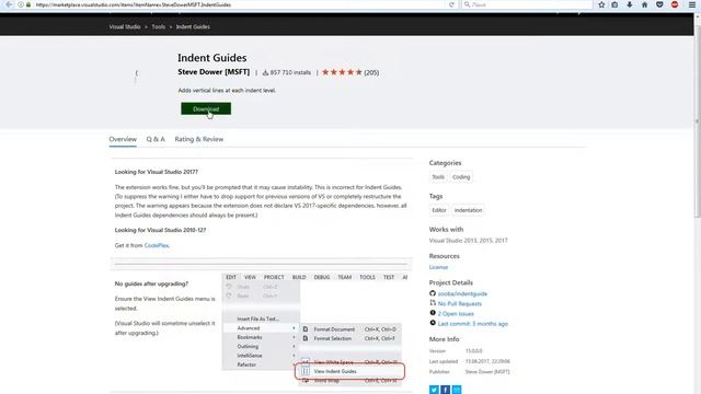 Дополнение "Indent Guides" для Visual Studio смотреть онлайн