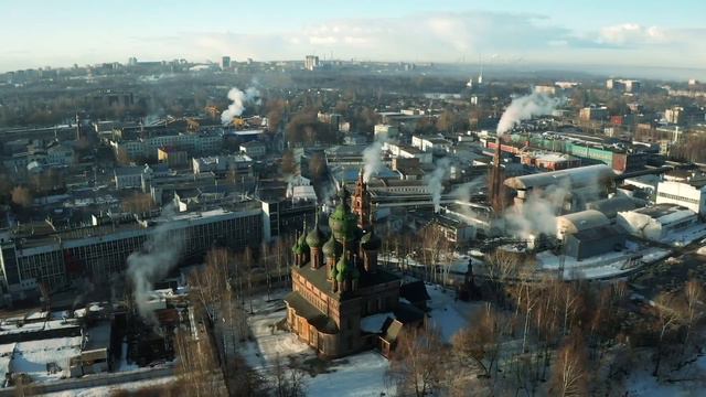 Вид на Ярославль с высоты птичьего полета смотреть онлайн