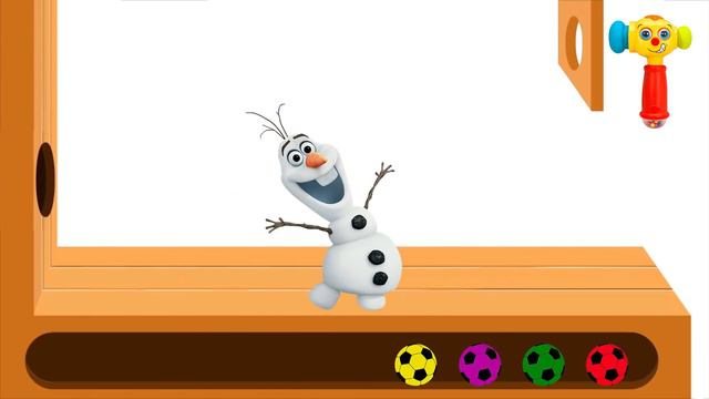 Learn Colors with Frozen Olaf WOODEN FACE HAMMER XYLOPHONE Soccer Balls for Kids by Baby TV смотреть онлайн