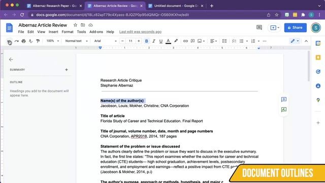 Google Docs Summary, Document Outline & Table of Contents смотреть онлайн