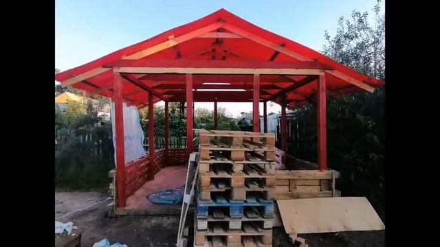 Беседка из поддонов своими руками смотреть онлайн