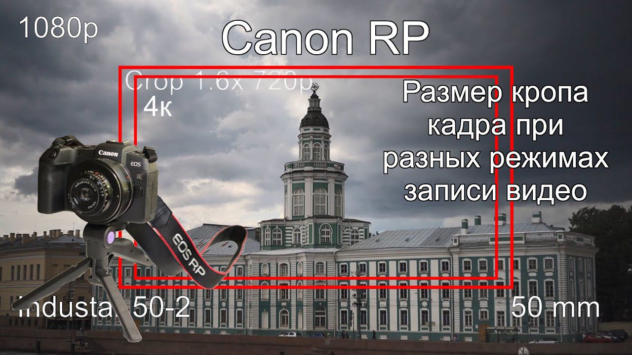 Canon RP. Размер кропа кадра при разных режимах записи видео с цифровой стабилизацией смотреть онлайн