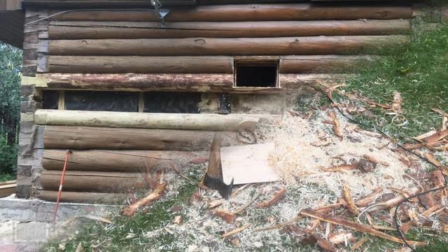 Замена бревен в стене бани в пос. Токсово смотреть онлайн