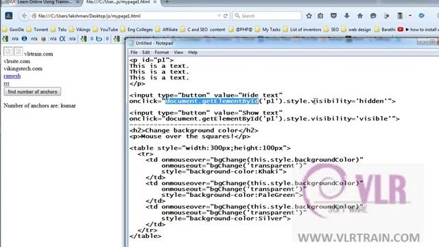 How to hide and show text in html using JavaScript--English 69-vlr training смотреть онлайн