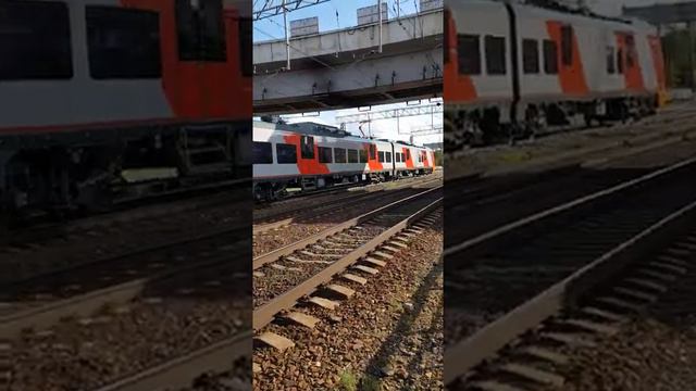 Электропоезд "Ласточка" летит по 3-му пути #щербинка #тинао #новаямосква #лето #электропоездласточк смотреть онлайн