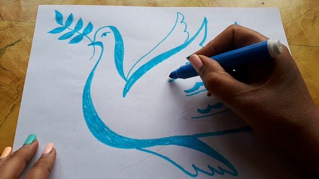 КАК нарисовать ГОЛУБЯ МИРА. Открытка к празднику 9 МАЯ. День Победы. смотреть онлайн