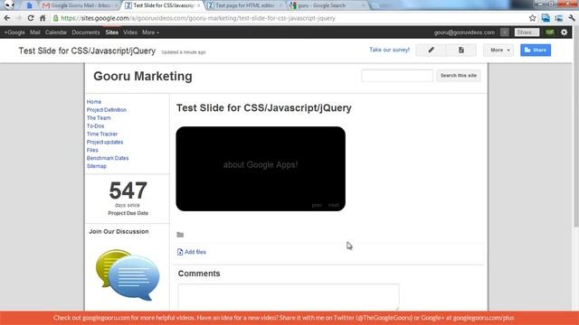 Using CSS, Javascript and jQuery in Google Sites смотреть онлайн