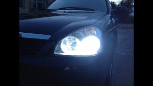 Тест свечения диодных ламп H7 на Приоре