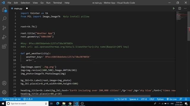 Python Project - Make a Weather App in Python Tkinter gui смотреть онлайн