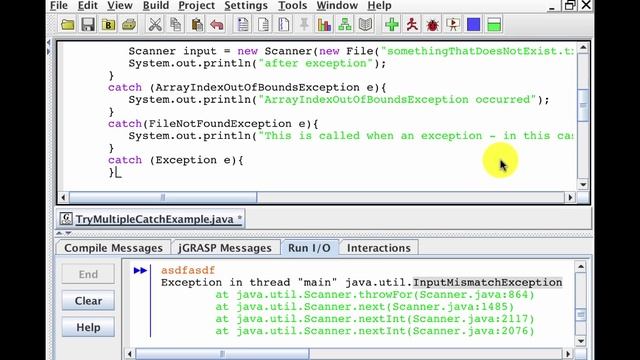 Try Multiple Catch Example смотреть онлайн