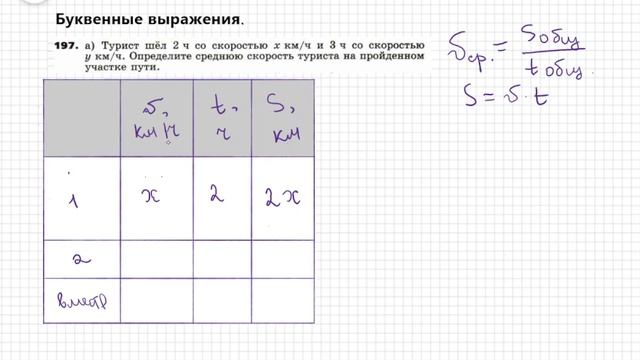 Буквенные выражения. Средняя скорость. №197(а) смотреть онлайн