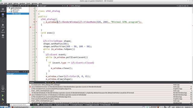 Implement a minimal SFML dialog as a class in Qt Creator смотреть онлайн