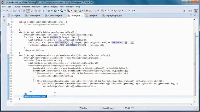 CSP (Constraint Satisfaction Problem) Map Coloring w/ JAVA (01) смотреть онлайн