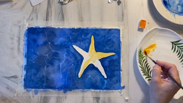 Как нарисовать морскую звезду акварелью. Тестирую бумагу BAOHONG. смотреть онлайн