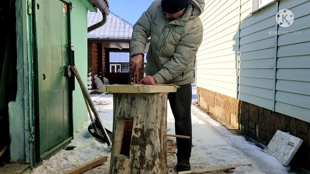 Сделал колоду для пчел|колода для пчел выжиганием|пчеловодство смотреть онлайн