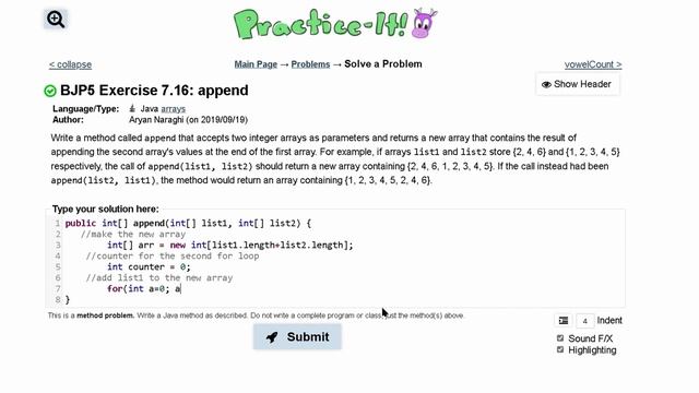 Java Practice It | Exercise 7.16: append | arrays, syntax, array basics, condition смотреть онлайн