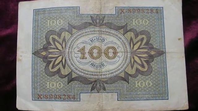 Старая банкнота 100 марок Германия 100 hundred marks Reichsbanknote 1920 / бонистика моя коллекция смотреть онлайн