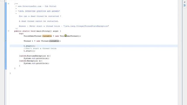 How can a dead thread be restarted In Java смотреть онлайн