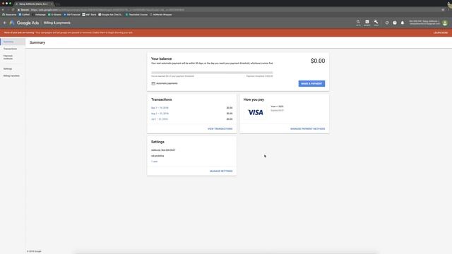 Google Adwords Billing Tutorial - Adding Payment Method In Google Ads смотреть онлайн