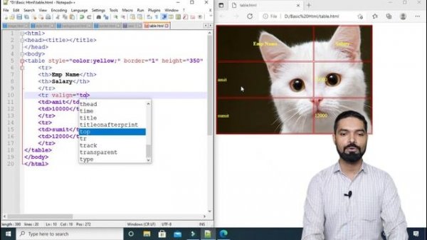 HTML Tables with Use Valign Attributes | How to Change Table Text with Valign Attributes | Part4