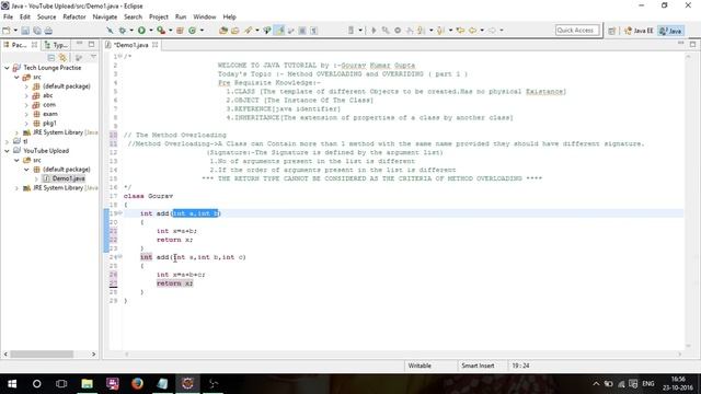 JAVA METHOD OVERLOADING AND OVERRIDING(PART 1) смотреть онлайн