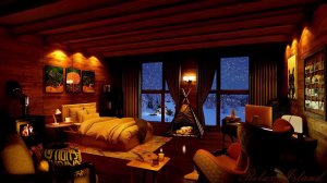 ❄️ Крепкий сон под звук метели и треск камина в уютной спальне | ? Звуки огня | Вьюга для сна