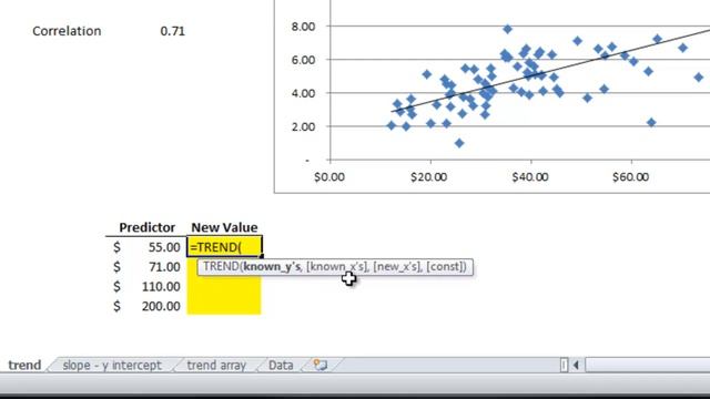 Excel Statistics 07 - Simple Linear Regression (Trend Function) смотреть онлайн