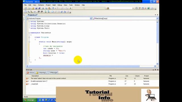 Variáveis Strings Boolean int c# смотреть онлайн