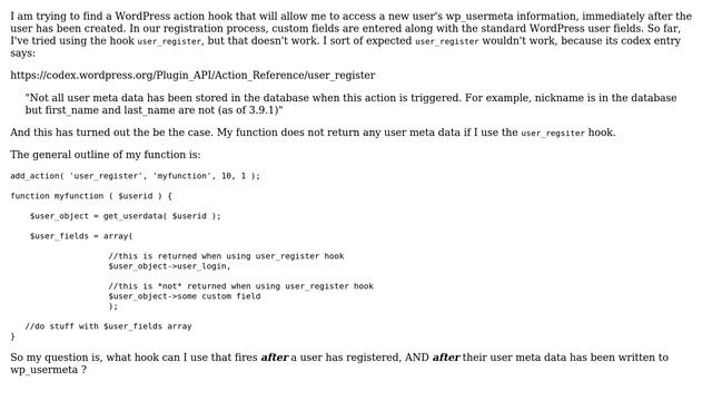 Wordpress: How to Access wp_usermeta Data Immediately After a New User is Created? смотреть онлайн