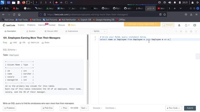 Employees Earning More Than Managers (Leetcode SQL) in Telugu смотреть онлайн