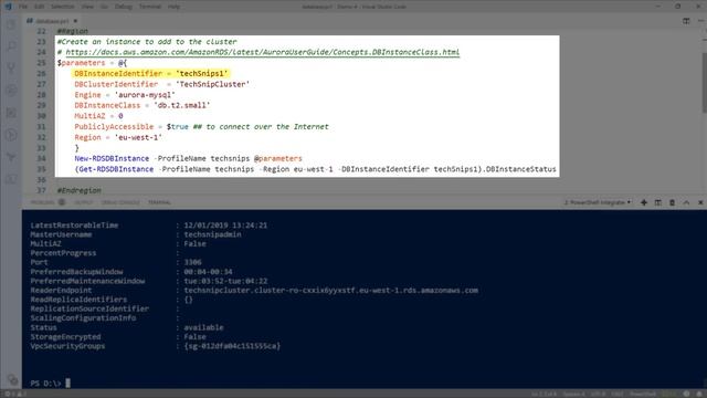 How to Set up an Amazon Aurora AWS RDS Database with PowerShell смотреть онлайн