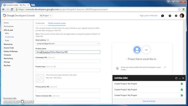 Create a new Google Analytics API Project in the Google Developer Console смотреть онлайн