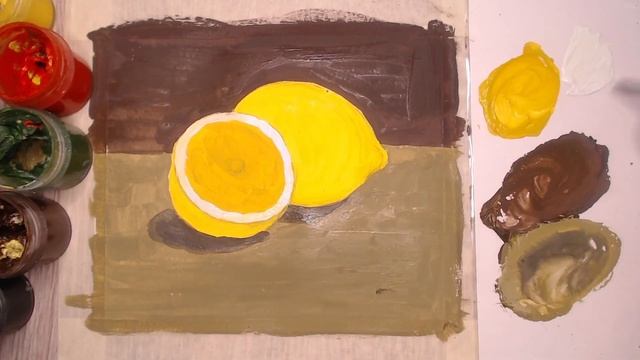 Как нарисовать лимон гуашью