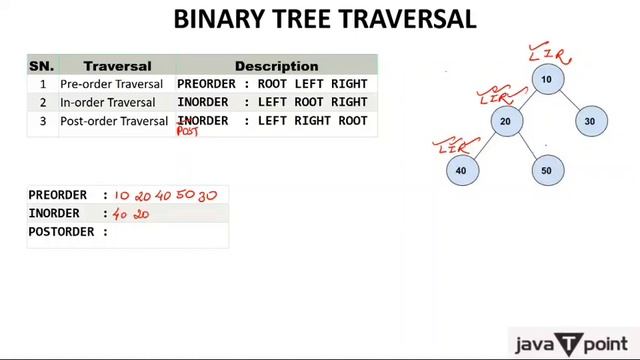 Binary Tree Traversal (In-order, Pre-order, Post-order) in Hindi l Data Structure l Javatpoint смотреть онлайн
