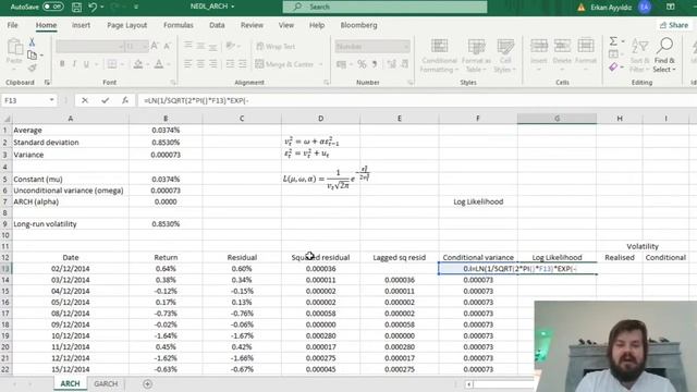ARCH model - volatility persistence in time series (Excel) смотреть онлайн