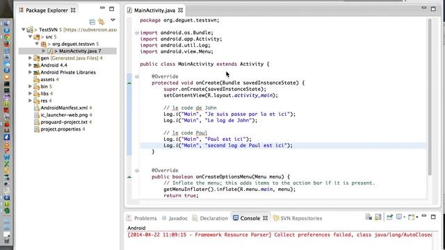 SVN (Subversion) : gestion des conflits dans Eclipse (Subversive) смотреть онлайн
