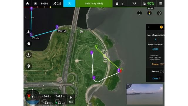 DJI GO. Режим: Полет по точкам (Waypoints) на русском