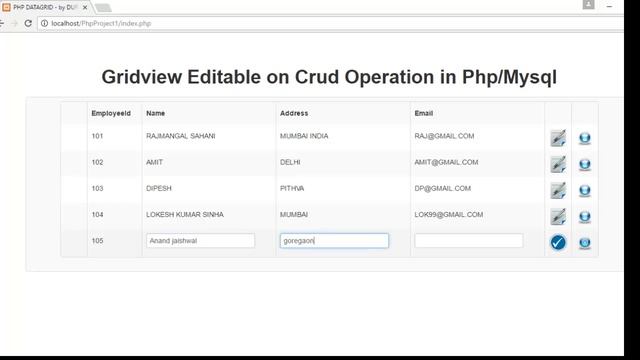 HTML5 bootstrap css Gridview Editable on Crud(insert,update,delete) operation in Php with Mysql смотреть онлайн