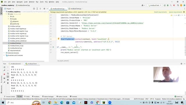 Python ve Modbus ile TCP üzerinden server client arası veri gönderimi ve modbus poll ile simülasyon смотреть онлайн
