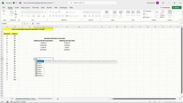 How to Calculate Standard Deviation in Microsoft Excel (STDEV)