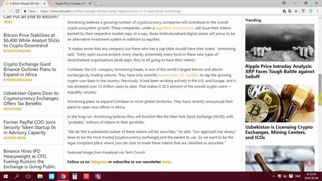 BREAKING CRYPTO NEWS - Armstrong on Crypto's future - XRP and future projects (swedish) смотреть онлайн