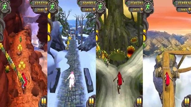 Temple Run 2 Blazing Sands Vs Temple Run 2 Frozen Shadows Vs Lost Jungle Vs Sky Summit Gameplay смотреть онлайн