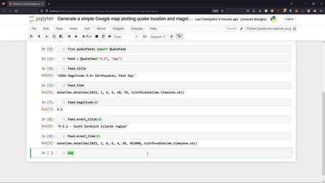 Quakefeeds - Generate a simple Google map plotting quake locations and magnitudes - Python3 смотреть онлайн