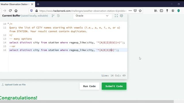 Weather Observation Station 6 HackerRank SQL смотреть онлайн