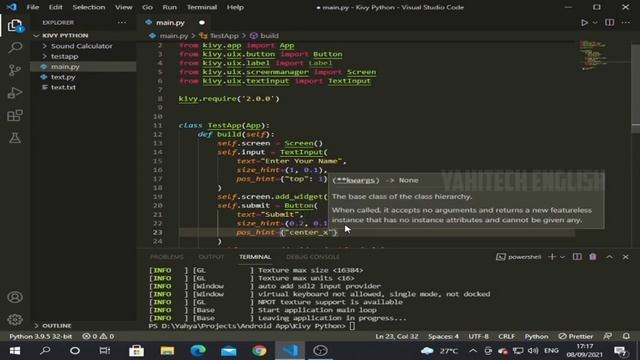 Adding TextInput In Kivy and Getting Input From User | Kivy Tutorial #3 | English | YahiTech Englis смотреть онлайн
