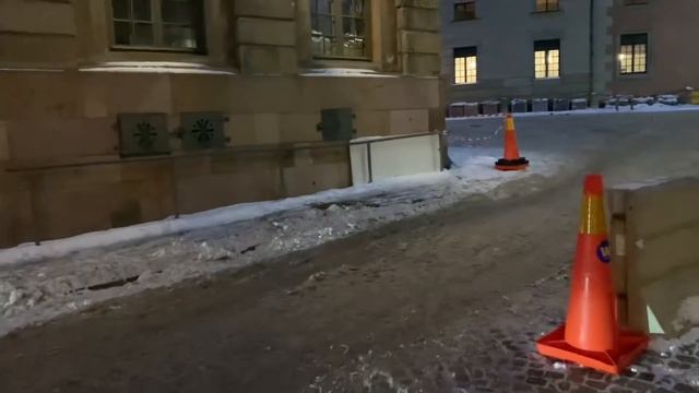 Stockholm Walks: Södermalm-Old Town. Snowy Street Life At Sunset. New Bridge, Royal Palace, People