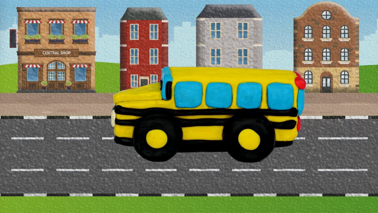 Машинки из пластилина - Школьный автобус - Как слепить смотреть онлайн